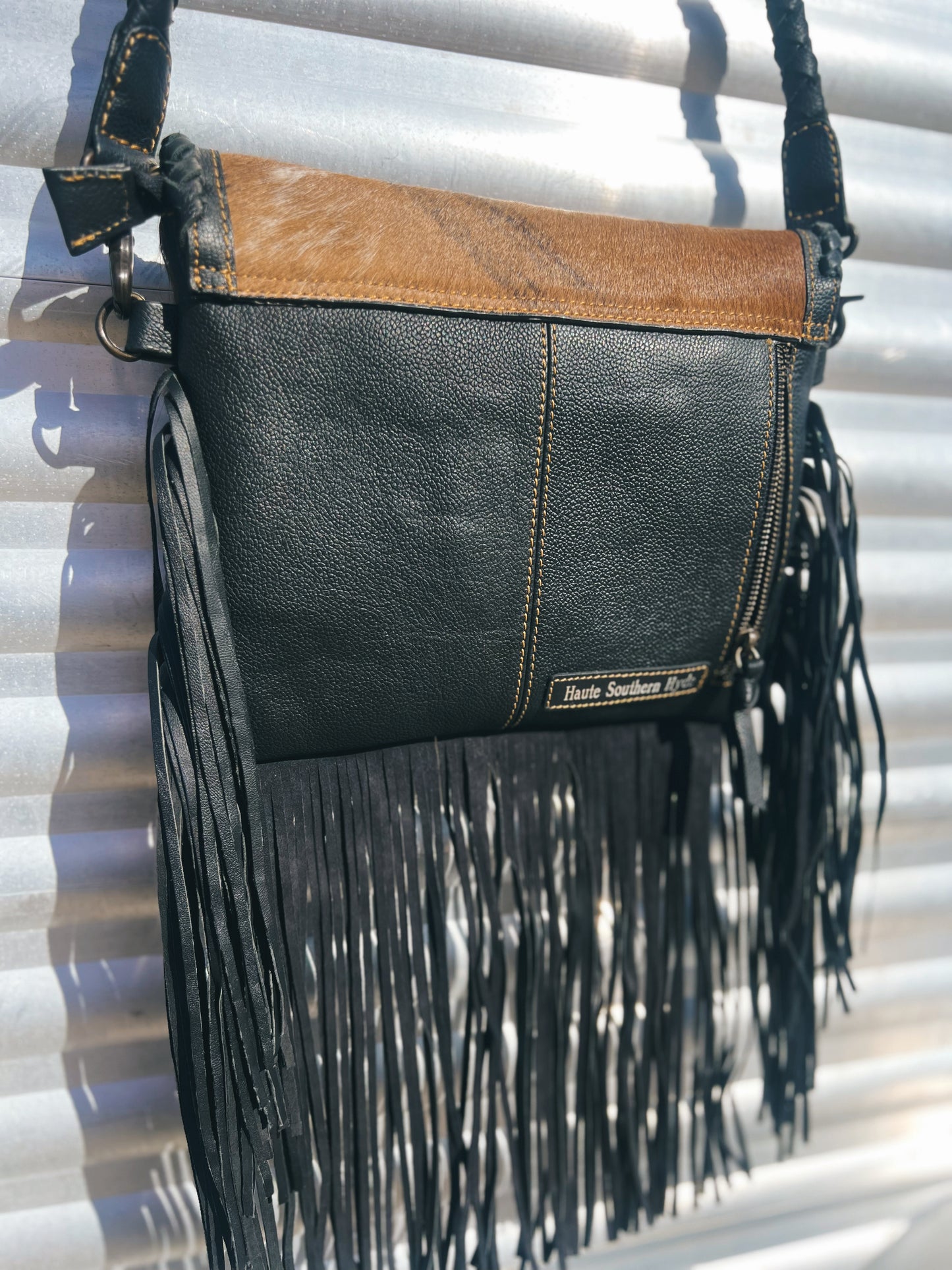 Brindle Cowhide Fringe Handbag
