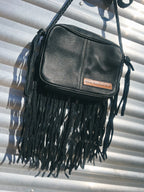 Black & White Cowhide Fringe Handbag