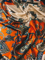 35" Wild Rag - Cream, Orange, Blue Paisley