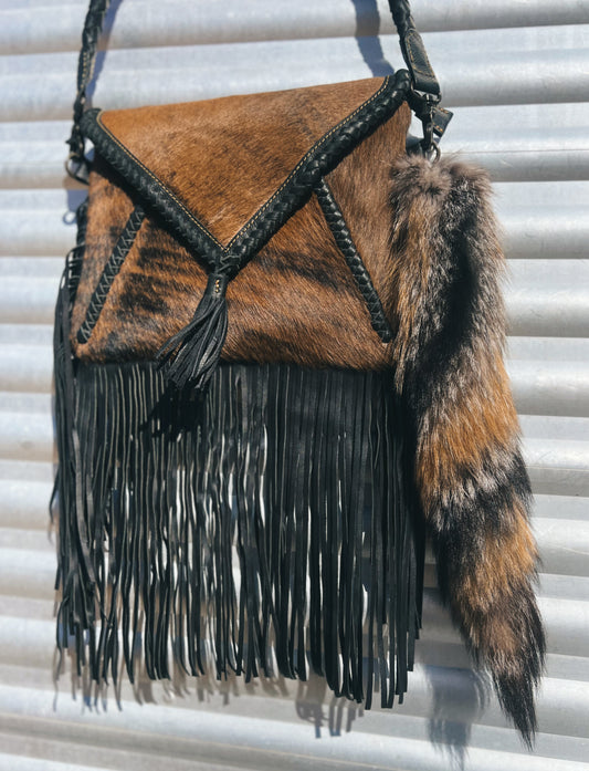 Brindle Cowhide Fringe Handbag