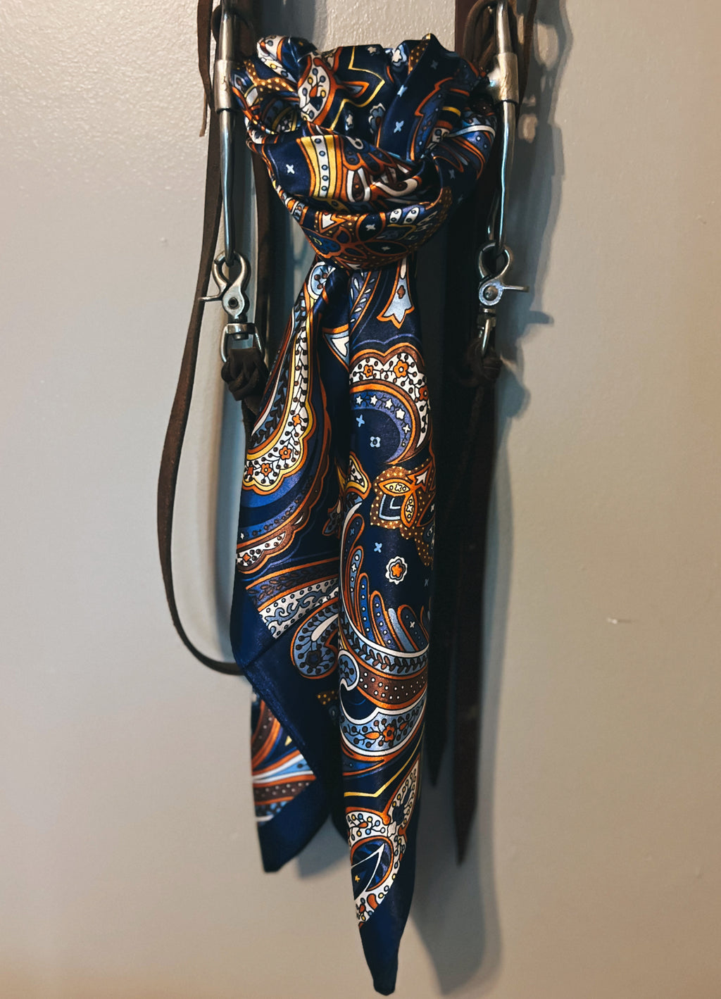 35" Wild Rag - Navy, Orange, Paisley