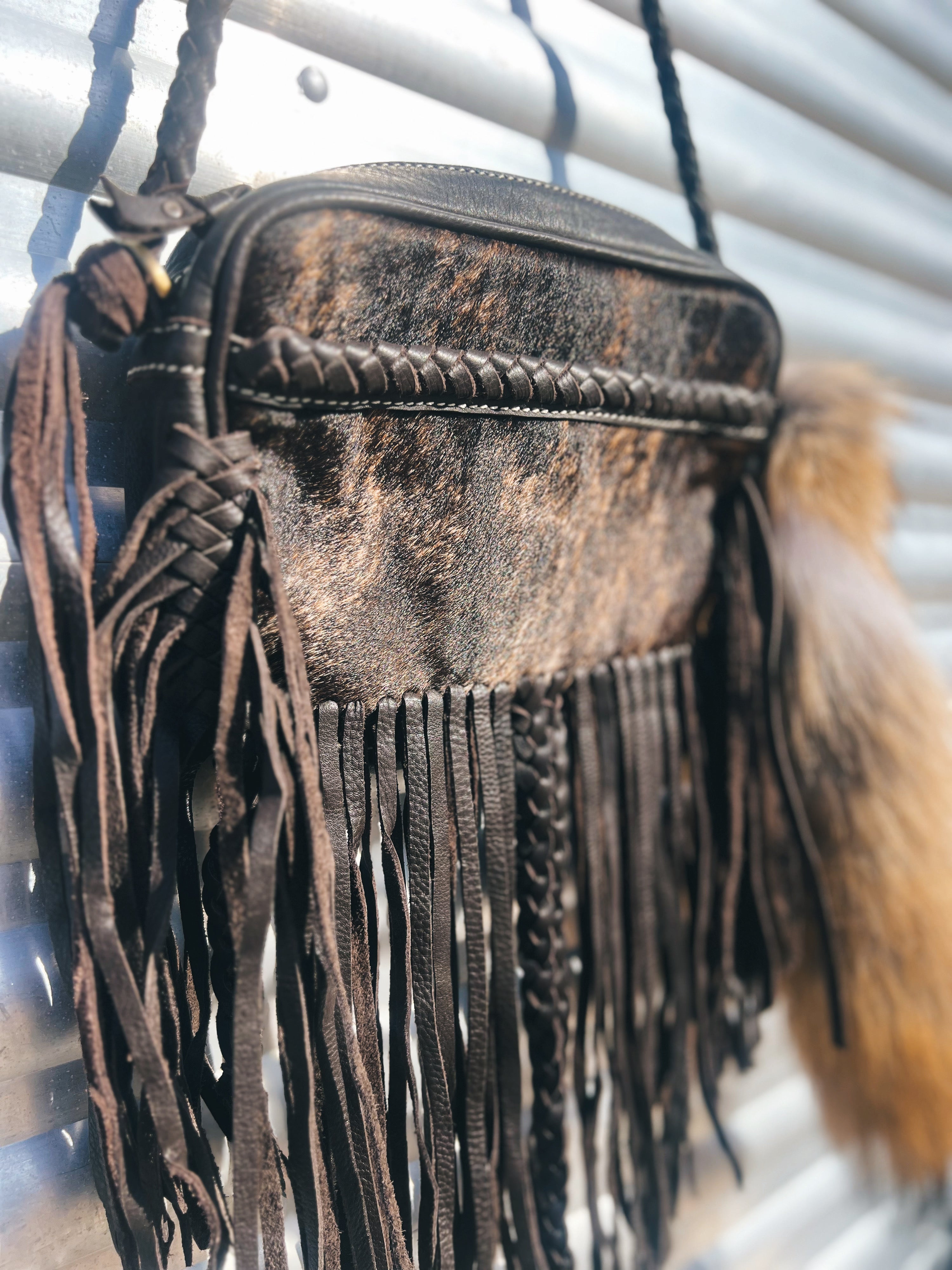 Brown Cowhide Fringe Handbag
