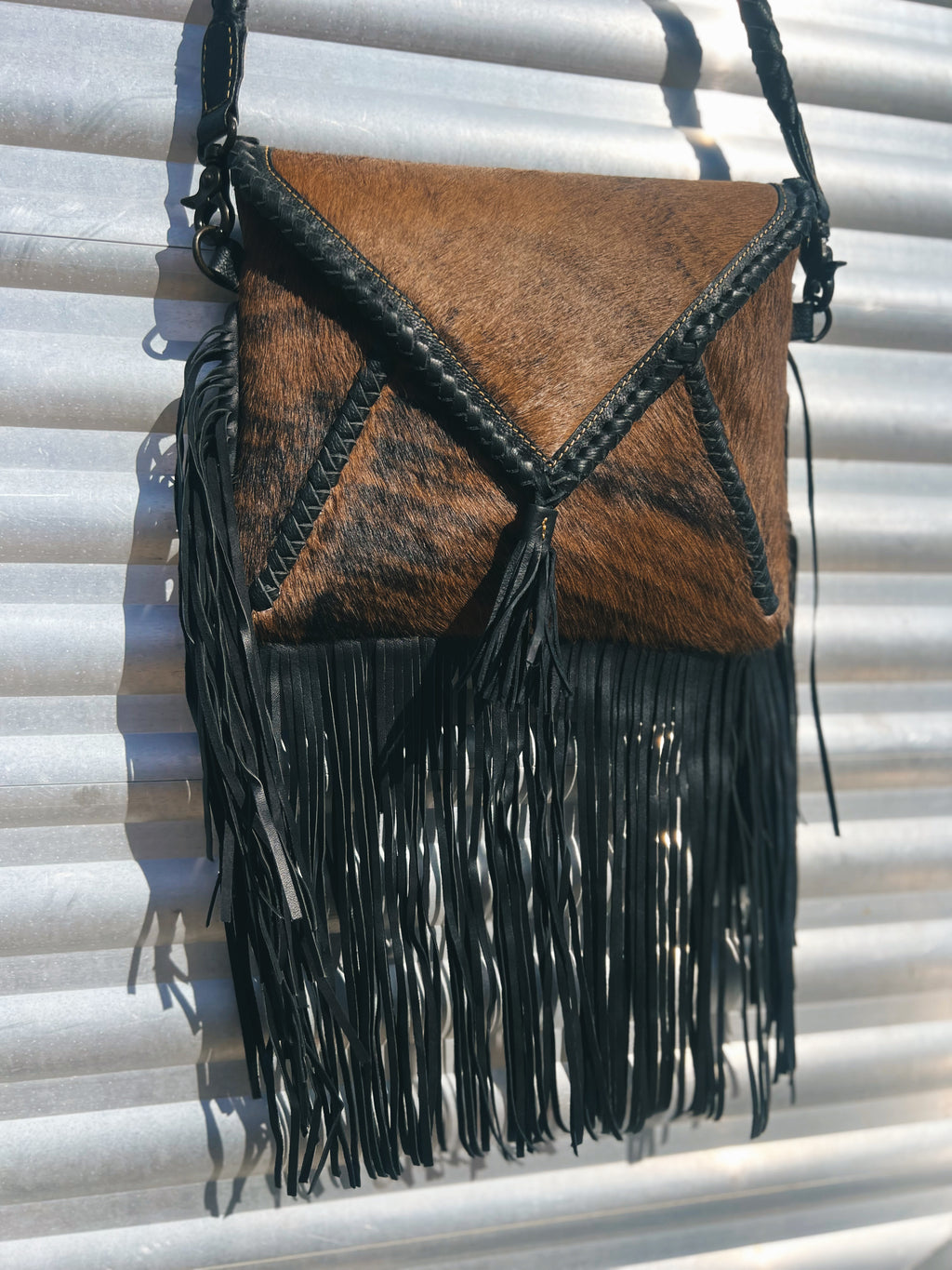 Brindle Cowhide Fringe Handbag