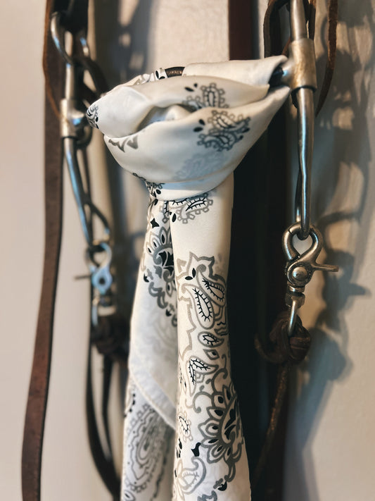 28" Bandana Print Wild Rag - White