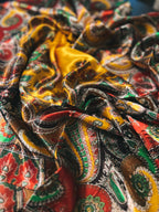 35" Wild Rag - Yellow, Red, Browns, Green Paisley