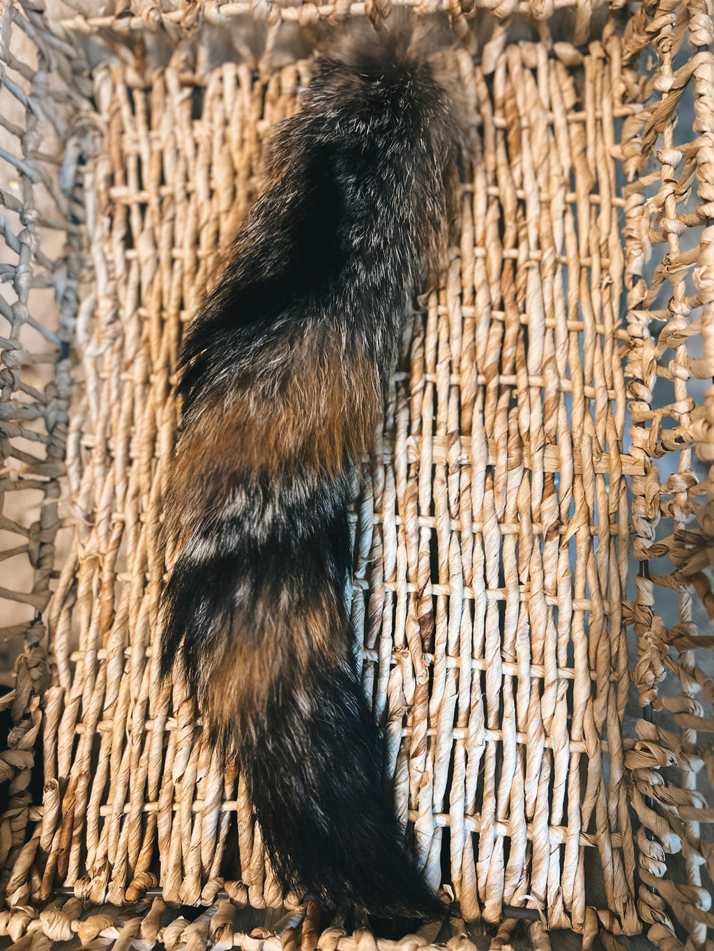 Grey Fox Tail Purse Hanger