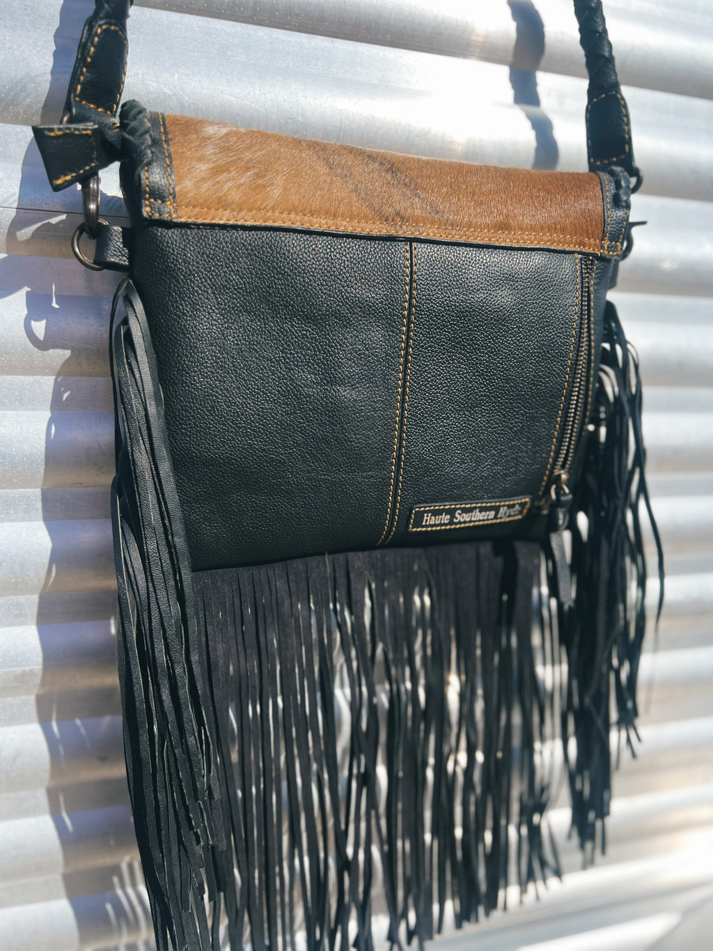 Brindle Cowhide Fringe Handbag