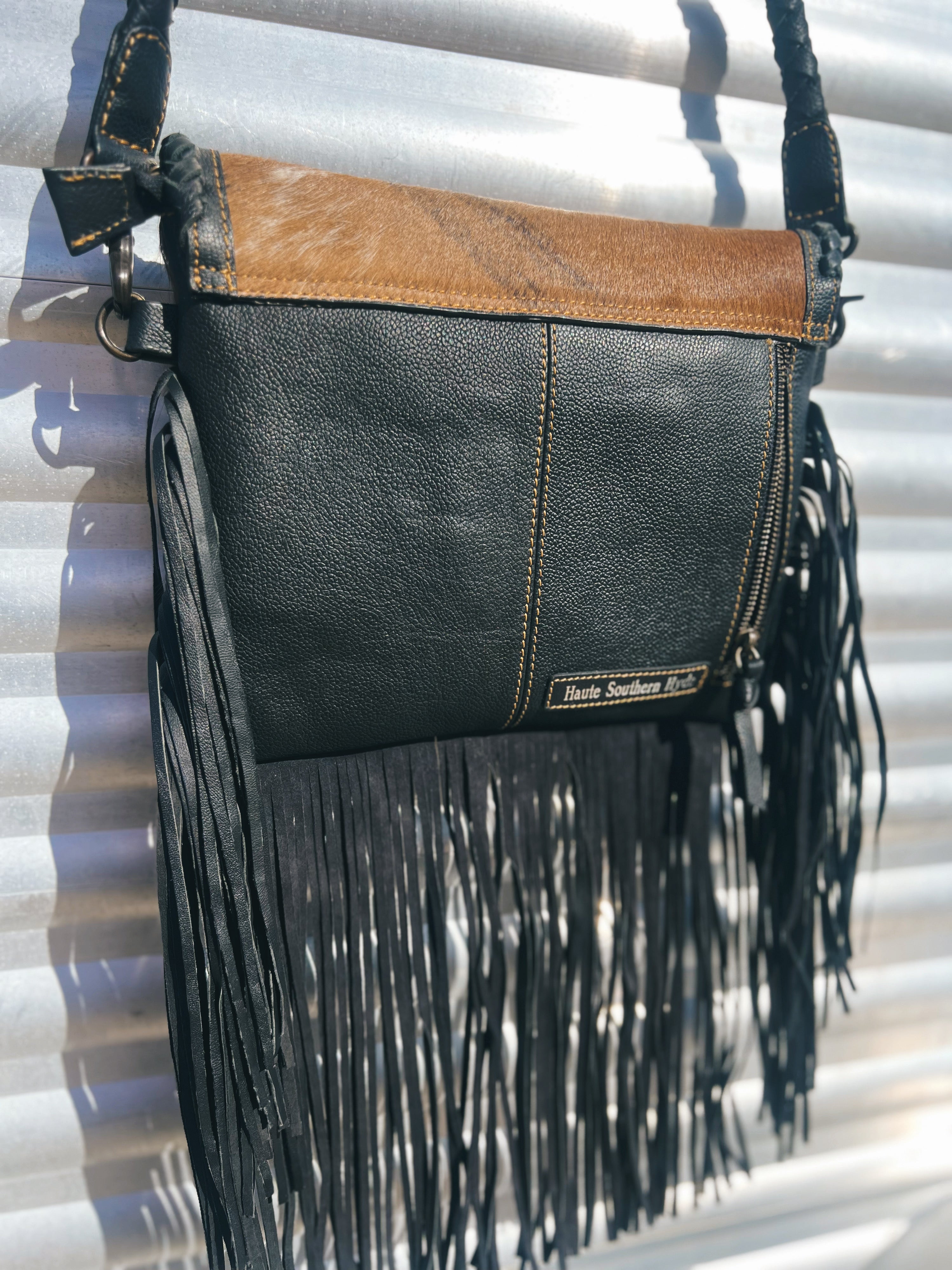 Brindle Cowhide Fringe Handbag