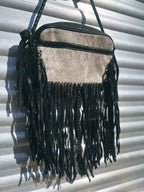 Black & White Cowhide Fringe Handbag
