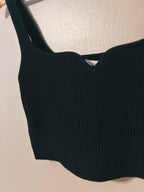 Black Ribbed Cropped Tank