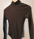 Brown Turtle Neck Ribbed Bodysuit