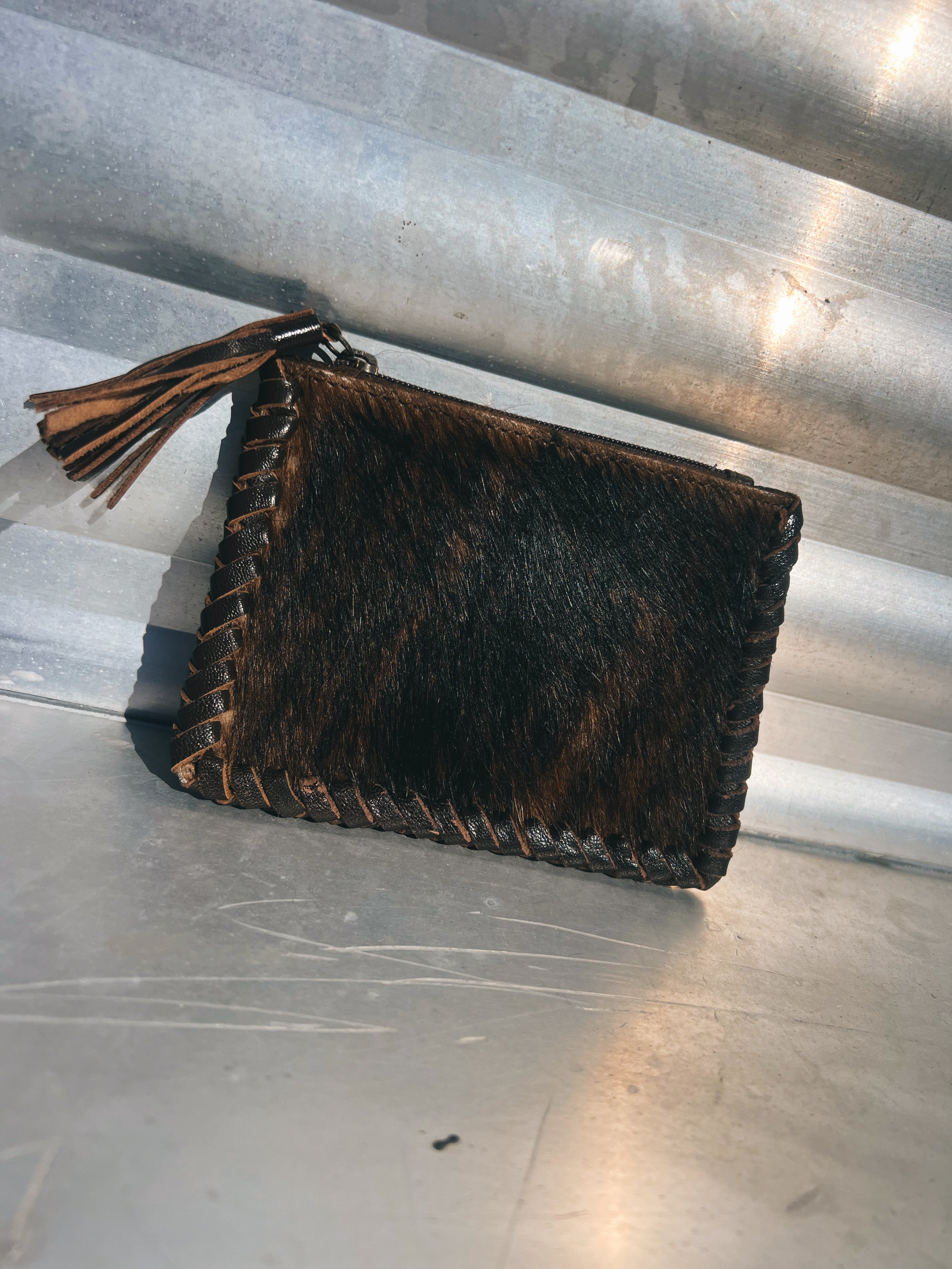 Brown Cowhide Fringe Handbag