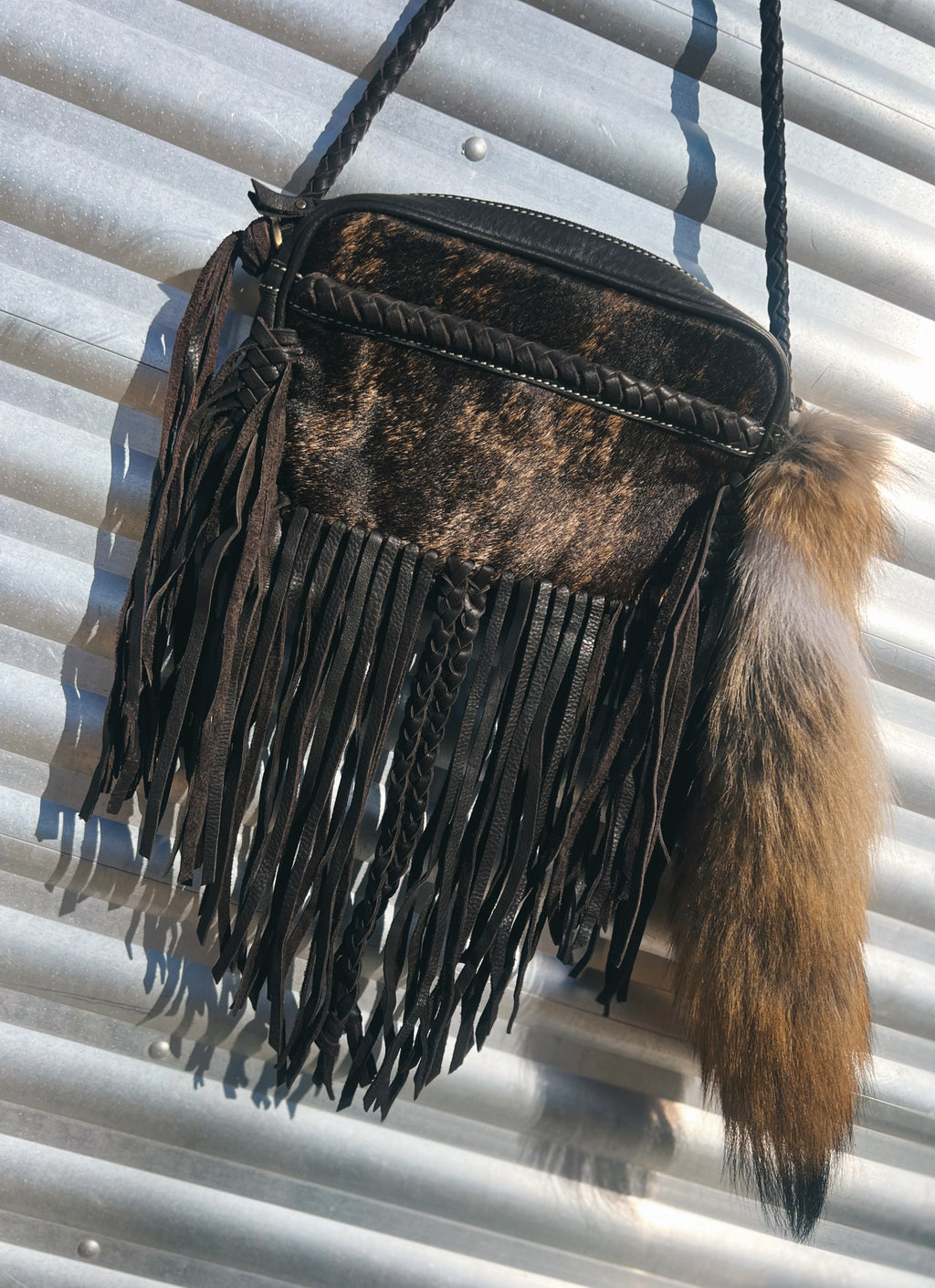 Brown Cowhide Fringe Handbag