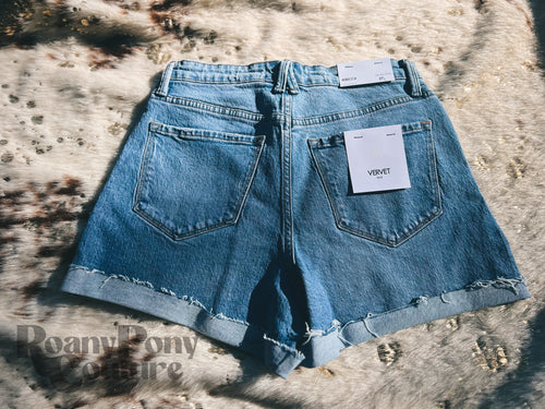 Denim Cuffed Shorts - LARGE