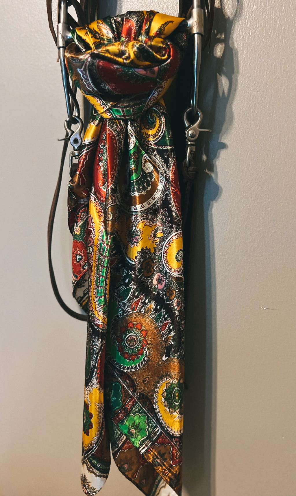 35" Wild Rag - Yellow, Red, Browns, Green Paisley